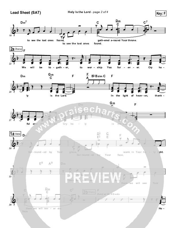 Holy Is The Lord Lead Sheet (Maranatha Singers)