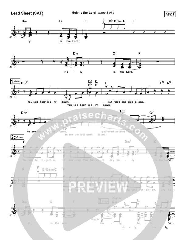 Holy Is The Lord Lead Sheet (Maranatha Singers)