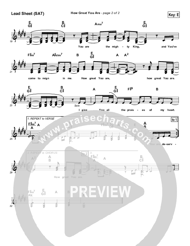 How Great You Are Lead Sheet (SAT) ()