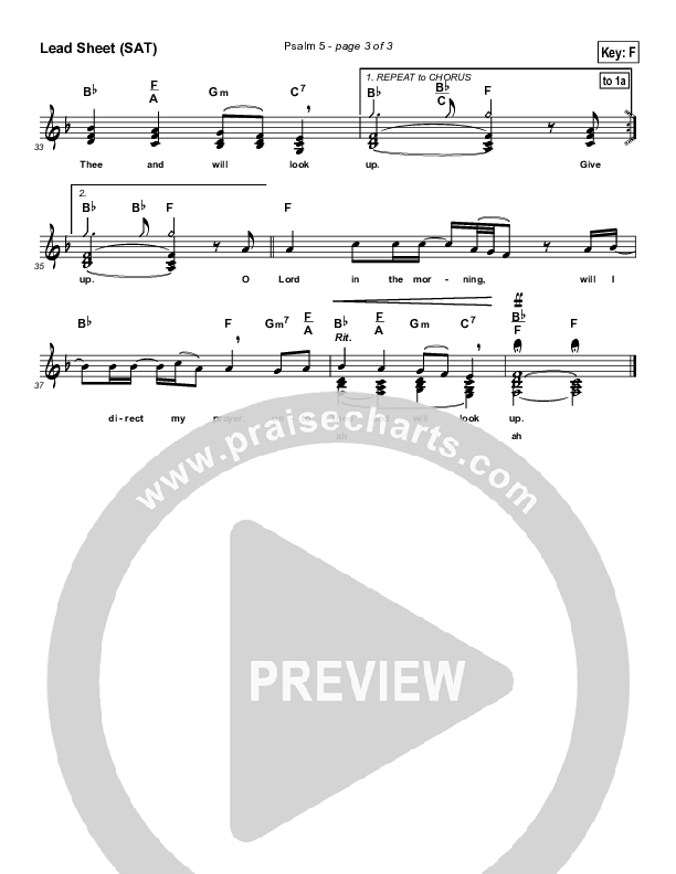 Psalm 5 Lead Sheet (SAT) (Maranatha Singers)