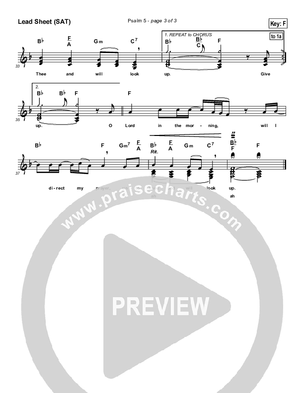 Psalm 5 Lead Sheet (Maranatha Singers)