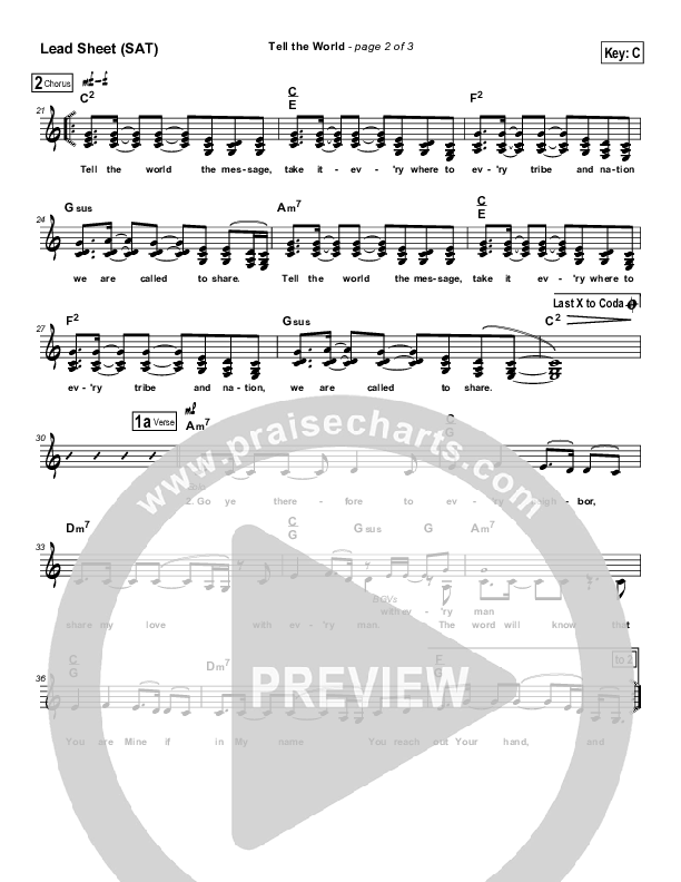 Tell The World Lead Sheet (Maranatha Praise Band)