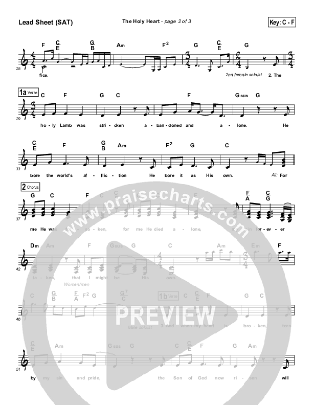 The Holy Heart Lead Sheet (Maranatha Praise Band)