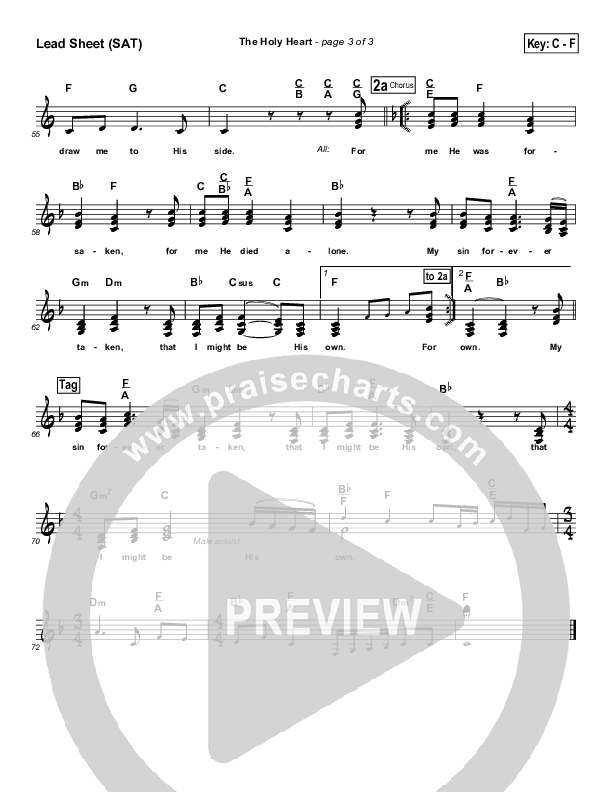 The Holy Heart Lead Sheet (Maranatha Praise Band)