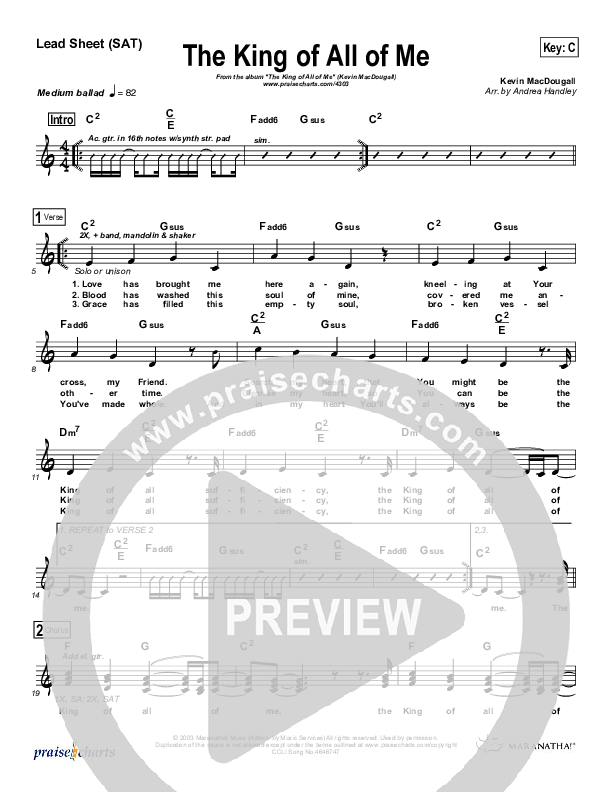 The King Of All Of Me Lead Sheet (SAT) (Kevin MacDougall)