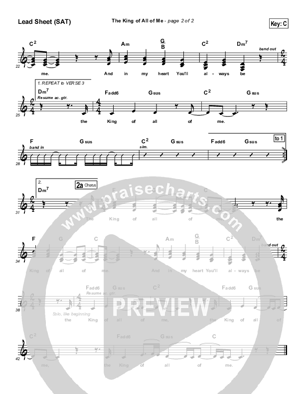 The King Of All Of Me Lead Sheet (SAT) (Kevin MacDougall)