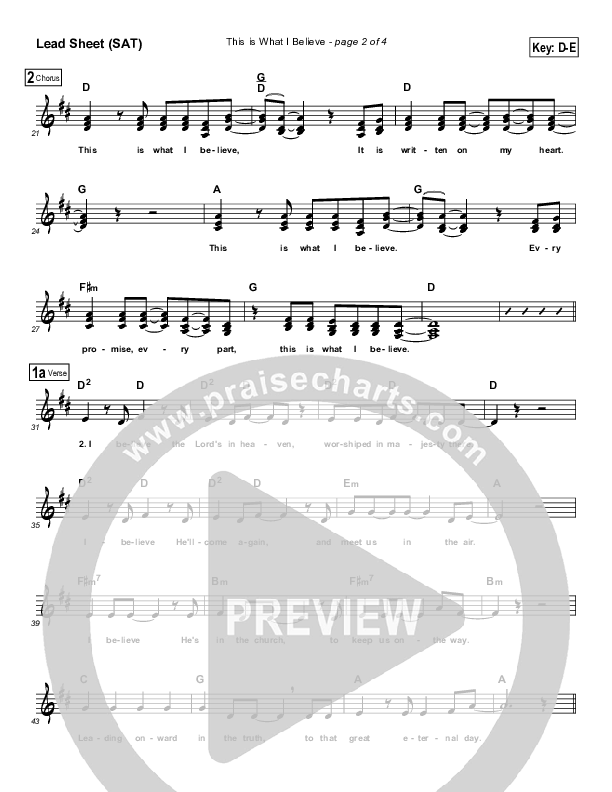 This Is What I Believe Lead Sheet (Maranatha Singers)