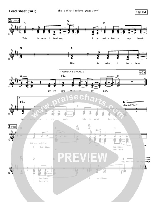 This Is What I Believe Lead Sheet (Maranatha Singers)