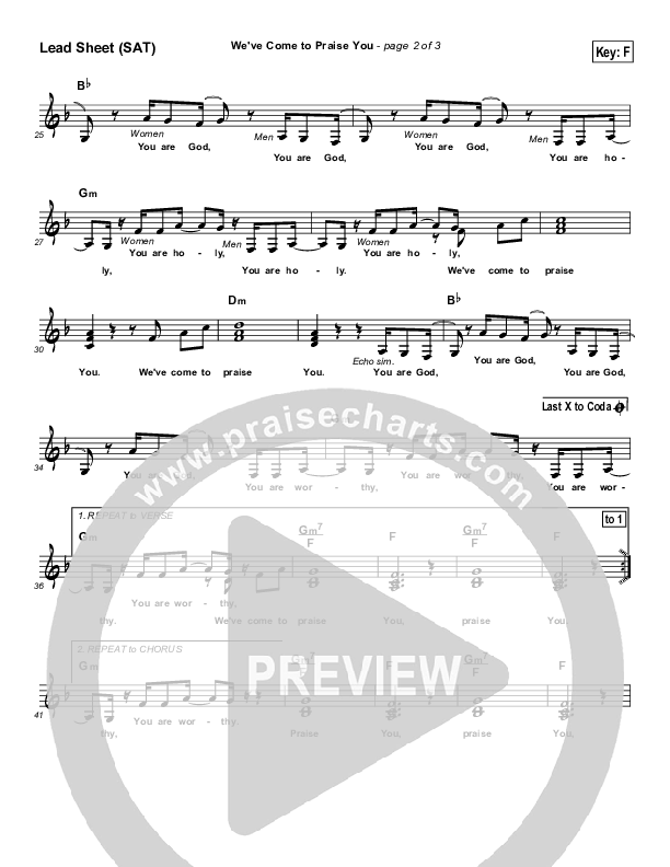 We've Come To Praise You Lead Sheet (SAT) (Maranatha Singers)