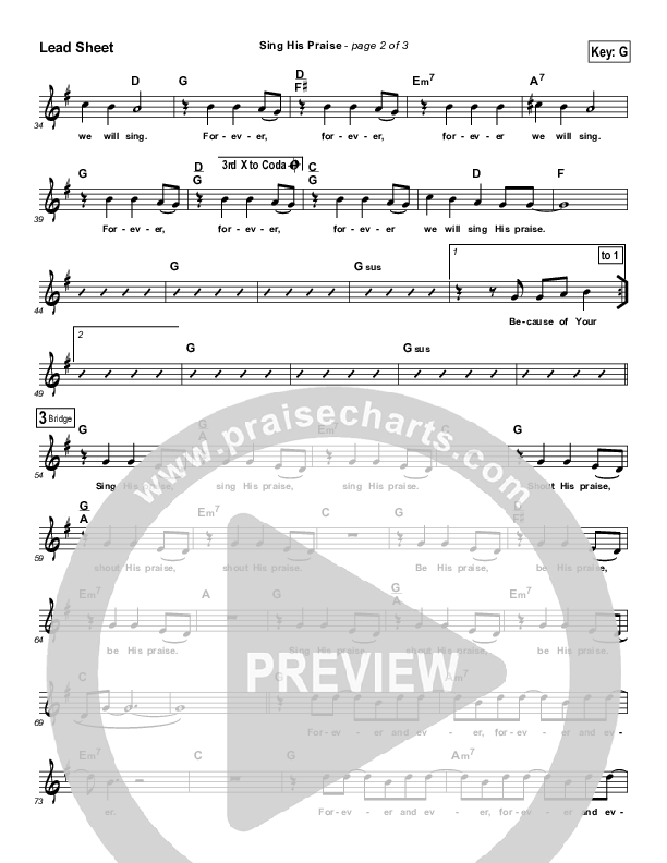 Sing His Praise Lead Sheet (Jachin Mullen)