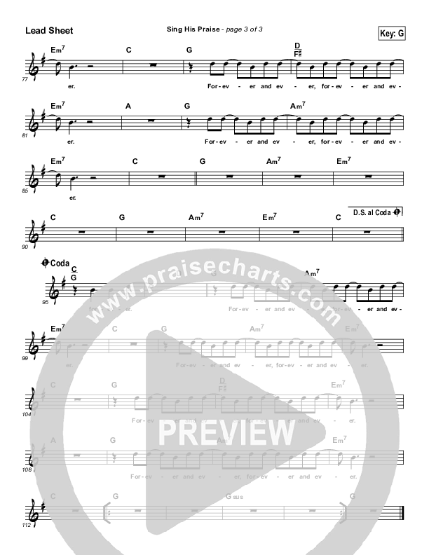 Sing His Praise Lead Sheet (Jachin Mullen)