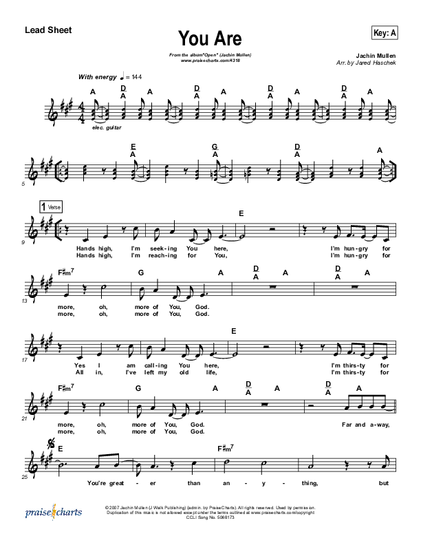 You Are Lead Sheet (Jachin Mullen)