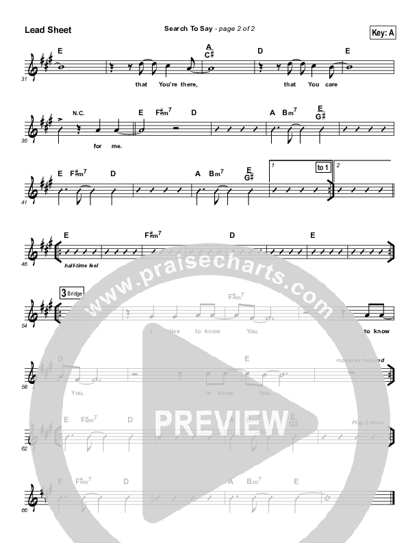 Search To Say Lead Sheet (Jachin Mullen)