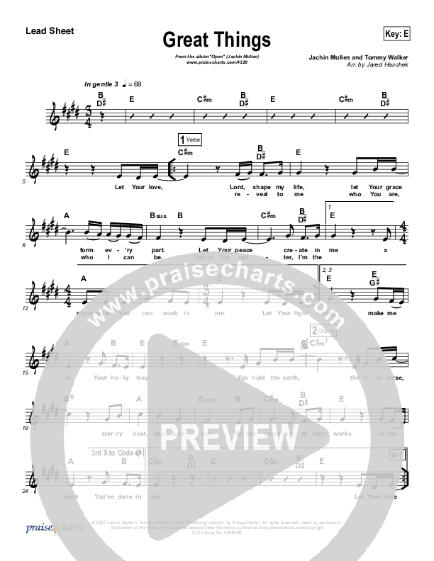 Great Things Lead Sheet (Jachin Mullen)