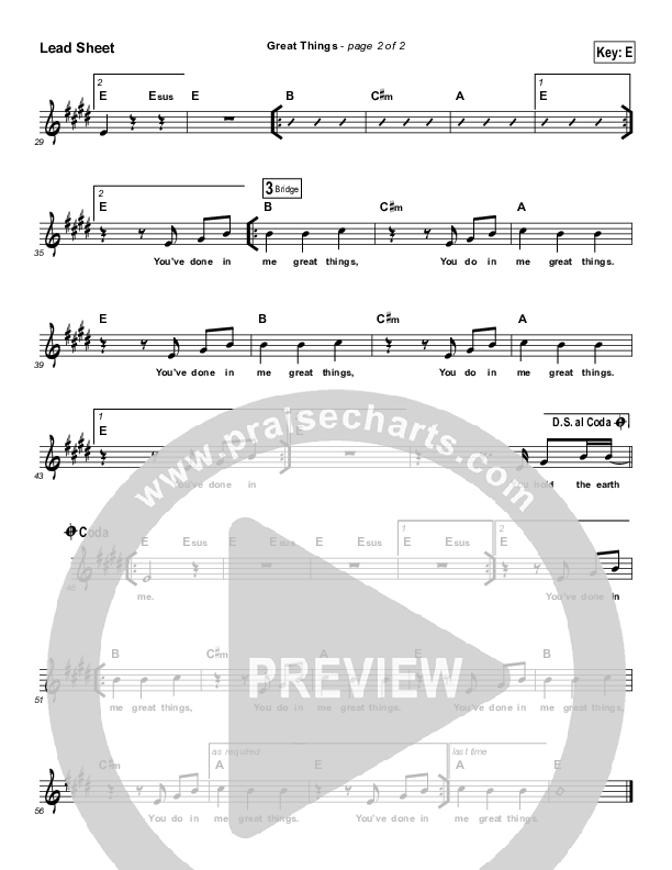 Great Things Lead Sheet (Jachin Mullen)