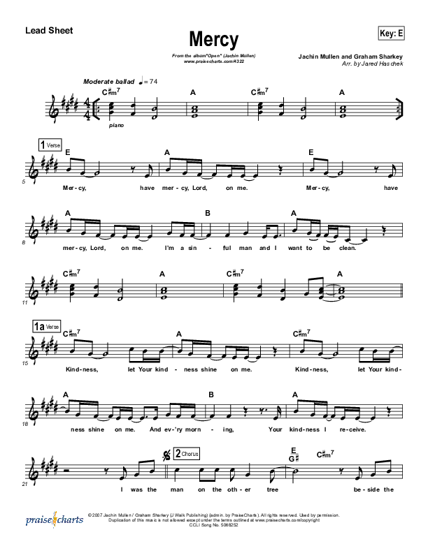 Mercy Lead Sheet (Jachin Mullen)
