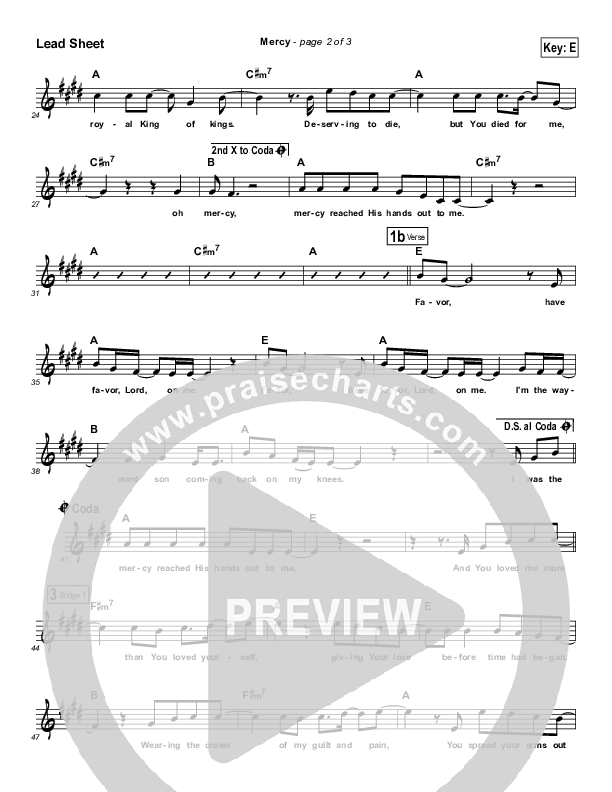 Mercy Lead Sheet (Jachin Mullen)