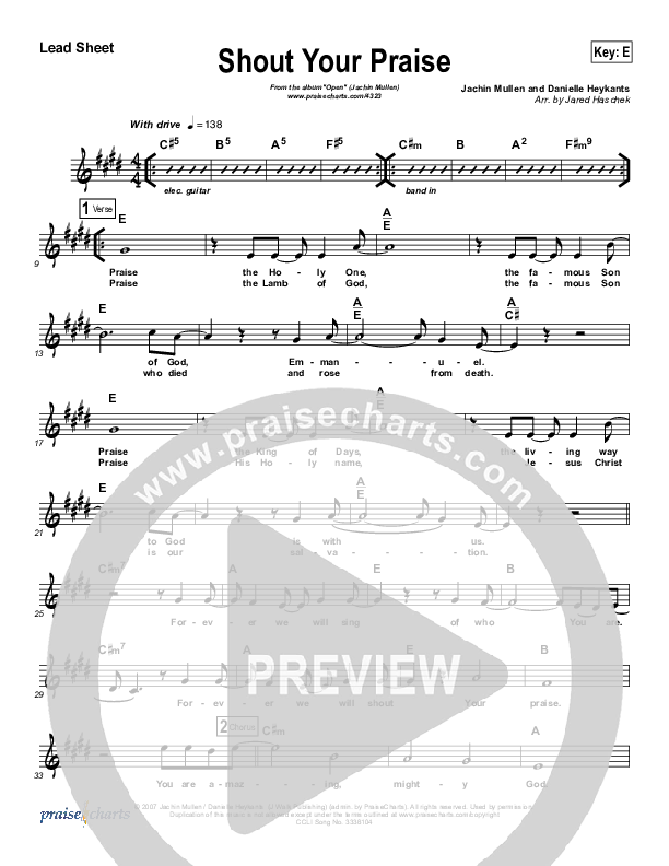 Shout Your Praise Lead Sheet (Jachin Mullen)