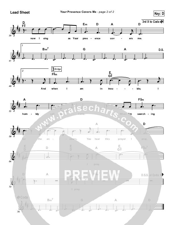 Presence Covers Me Lead Sheet (Jachin Mullen)