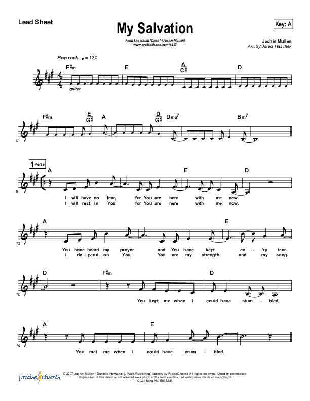 My Salvation Lead Sheet (Jachin Mullen)