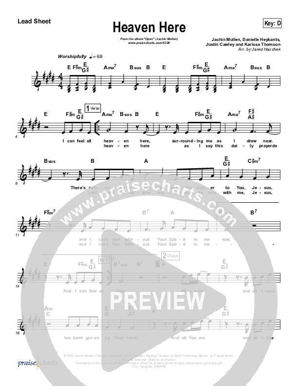 Heaven Here Lead Sheet (Jachin Mullen)