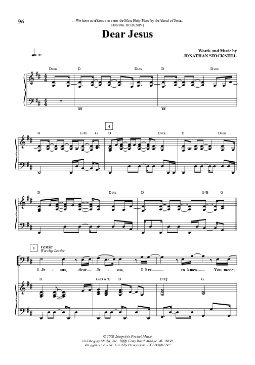 Dear Jesus Piano/Vocal (Jonathan Stockstill)
