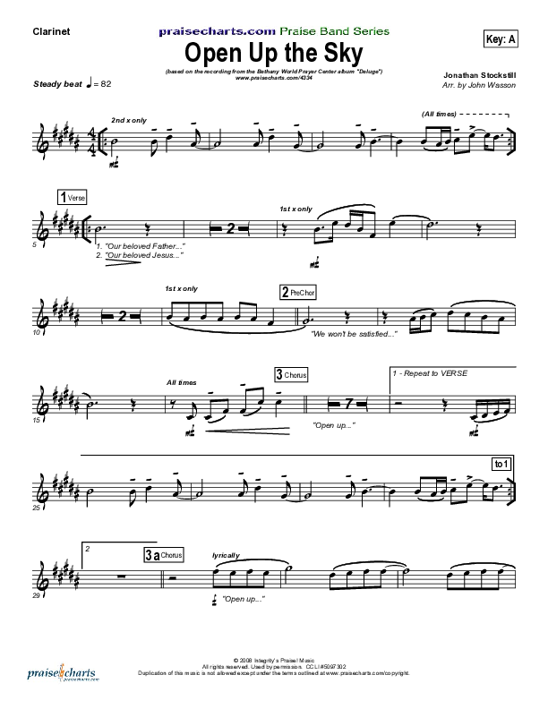 Open Up The Sky Clarinet (Jonathan Stockstill)