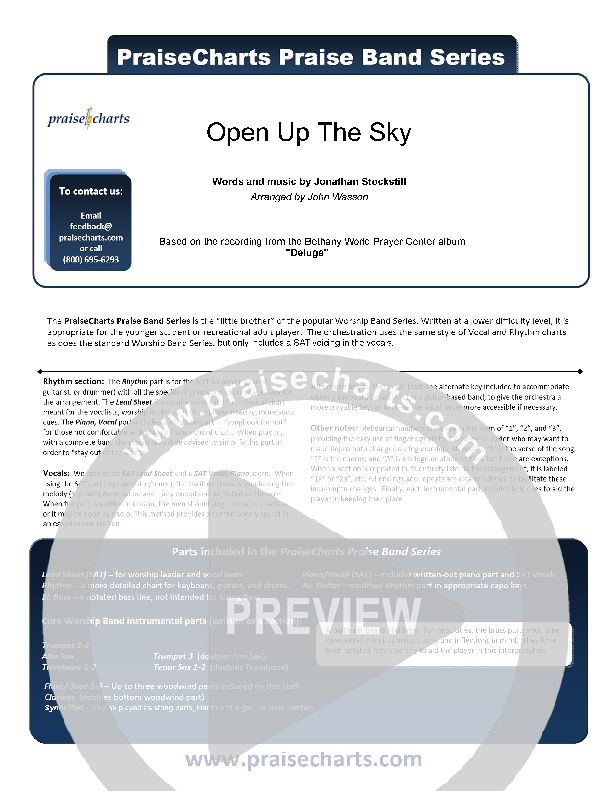 Open Up The Sky Cover Sheet (Jonathan Stockstill)
