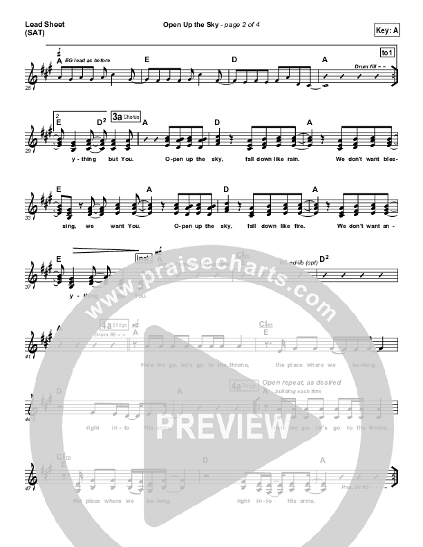 Open Up The Sky Lead Sheet (SAT) (Jonathan Stockstill)