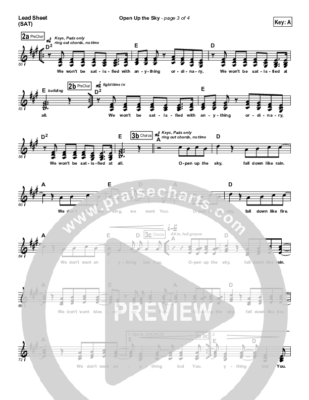 Open Up The Sky Lead Sheet (SAT) (Jonathan Stockstill)