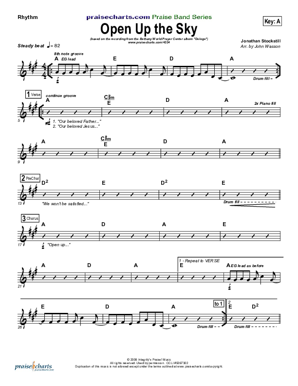 Open Up The Sky Rhythm Chart (Jonathan Stockstill)