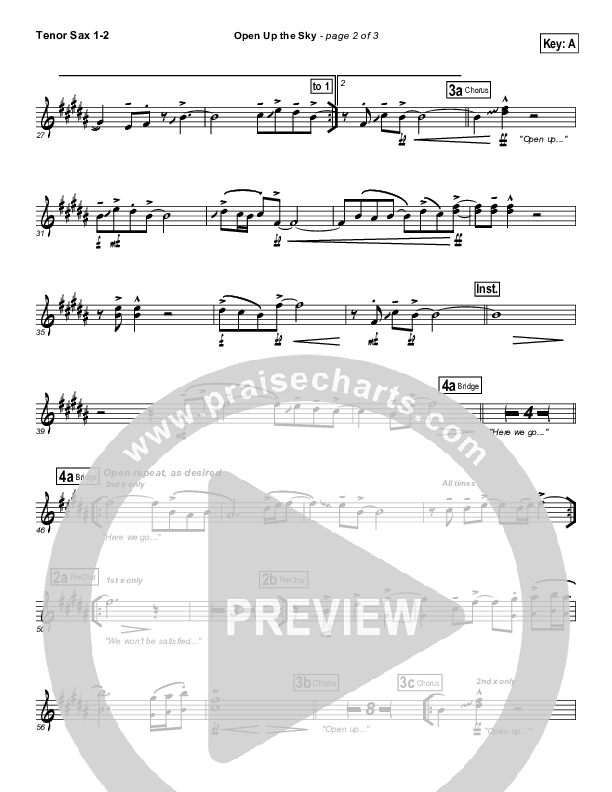 Open Up The Sky Tenor Sax 1/2 (Jonathan Stockstill)