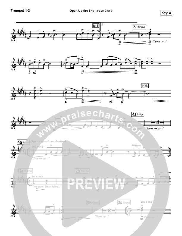 Open Up The Sky Trumpet 1,2 (Jonathan Stockstill)
