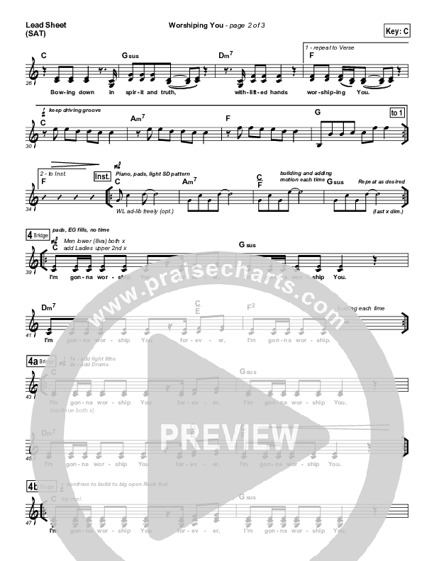 Worshiping You Lead Sheet (SAT) (Jonathan Stockstill)