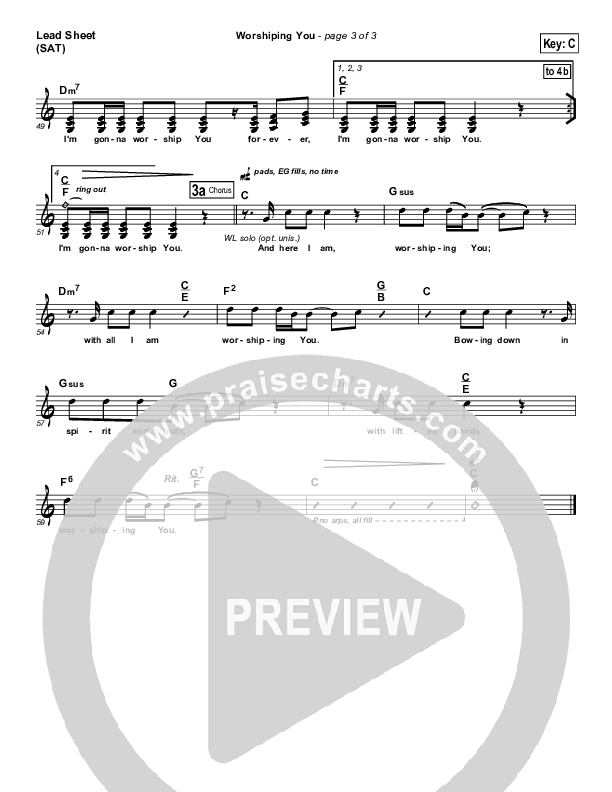 Worshiping You Lead Sheet (SAT) (Jonathan Stockstill)