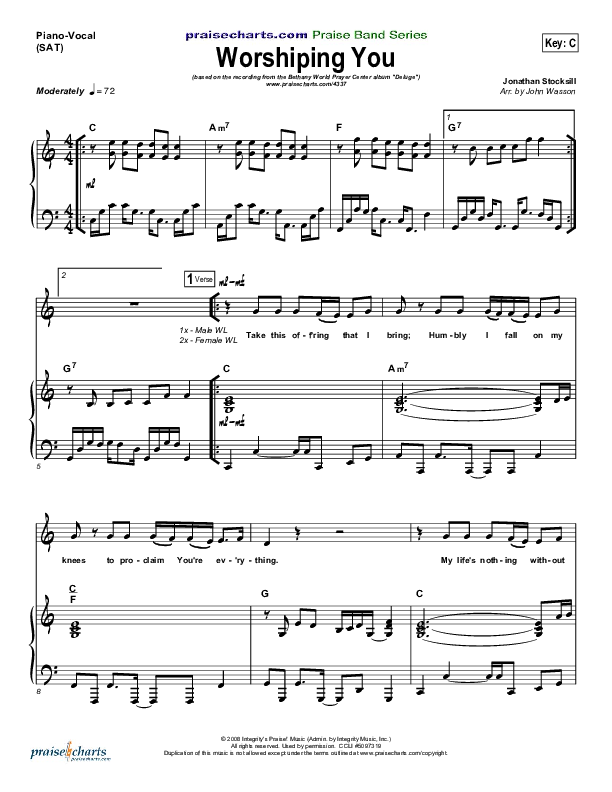 Worshiping You Piano/Vocal & Lead (Jonathan Stockstill)