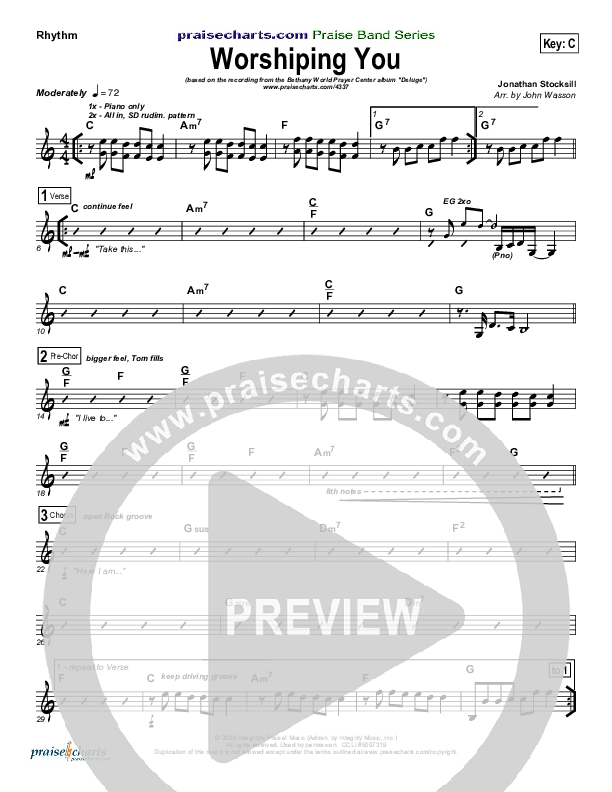Worshiping You Rhythm Chart (Jonathan Stockstill)
