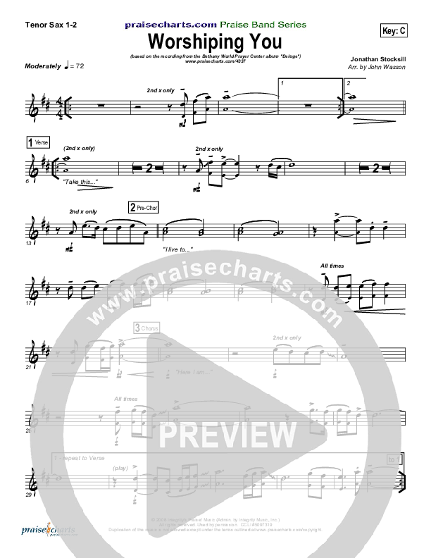 Worshiping You Tenor Sax 1/2 (Jonathan Stockstill)