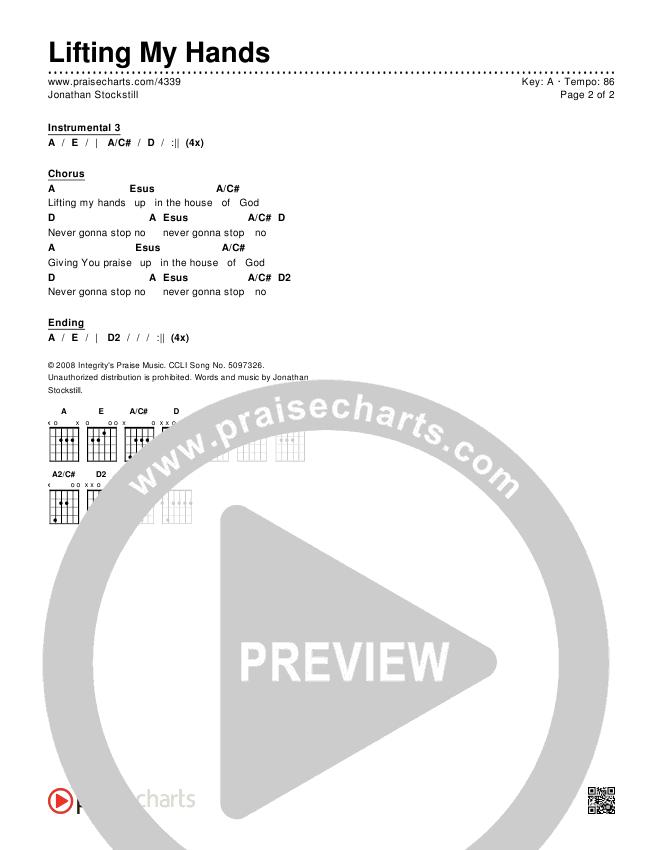 Lifting My Hands Chords & Lyrics (Jonathan Stockstill)