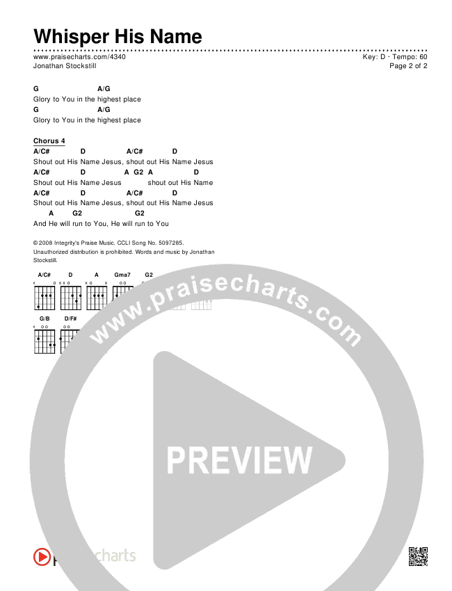 Whisper His Name Chords & Lyrics (Jonathan Stockstill)