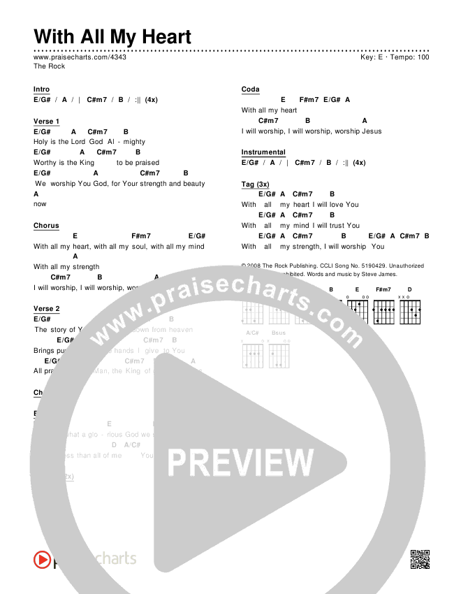 With All My Heart Chords & Lyrics (The Rock Worship)