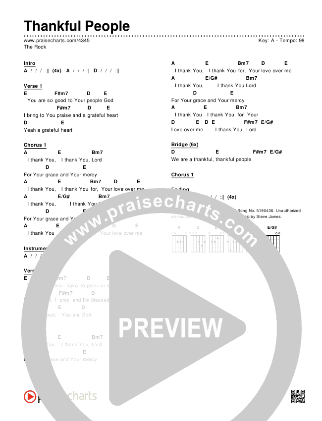 Thankful People Chords & Lyrics (The Rock Worship)