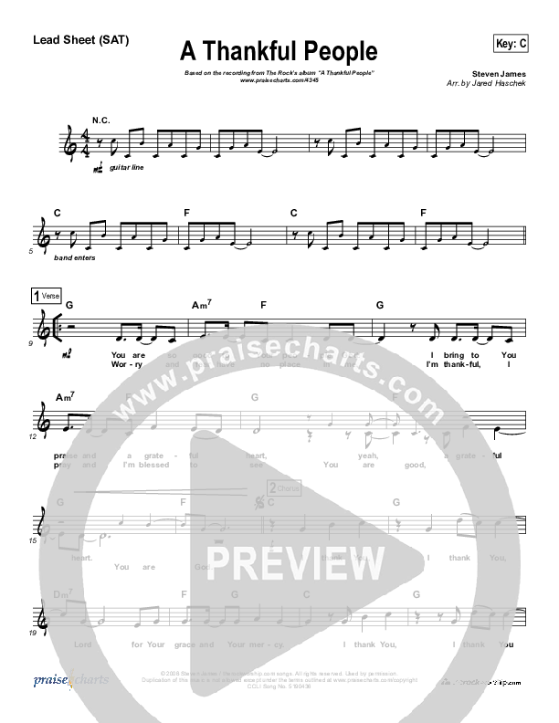 Thankful People Lead Sheet (The Rock Worship)