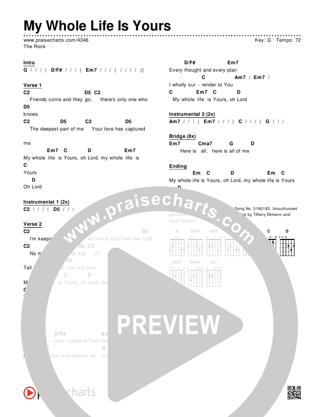 My Whole Life Is Yours Chords & Lyrics (The Rock Worship)