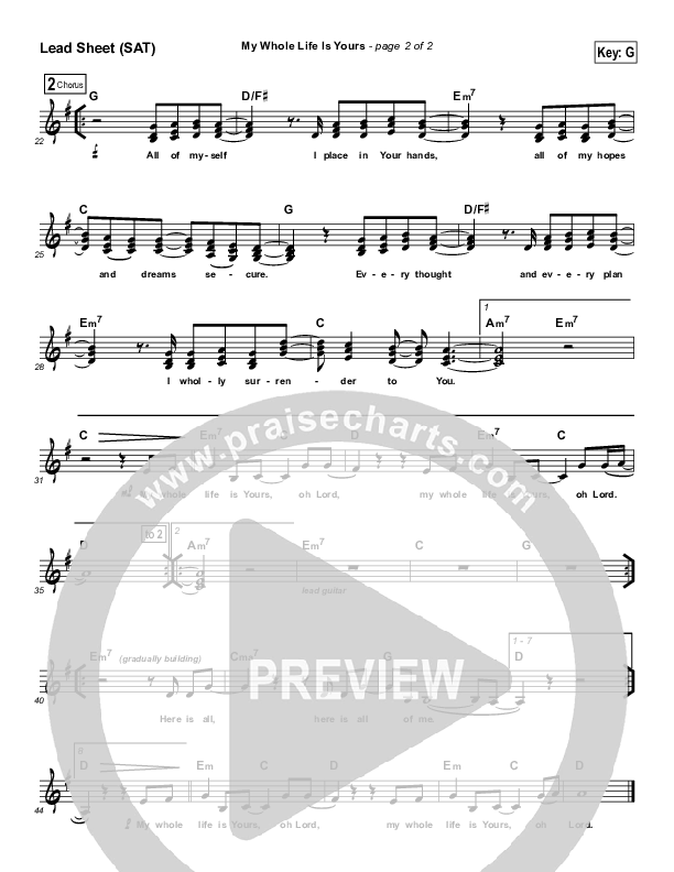 My Whole Life Is Yours Lead Sheet (The Rock Worship)