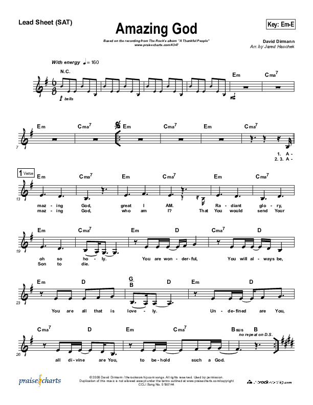 Amazing God Lead Sheet (The Rock Worship)