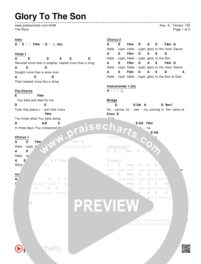 Glory To The Son Chords & Lyrics (The Rock Worship)