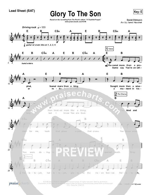 Glory To The Son Lead Sheet (The Rock Worship)