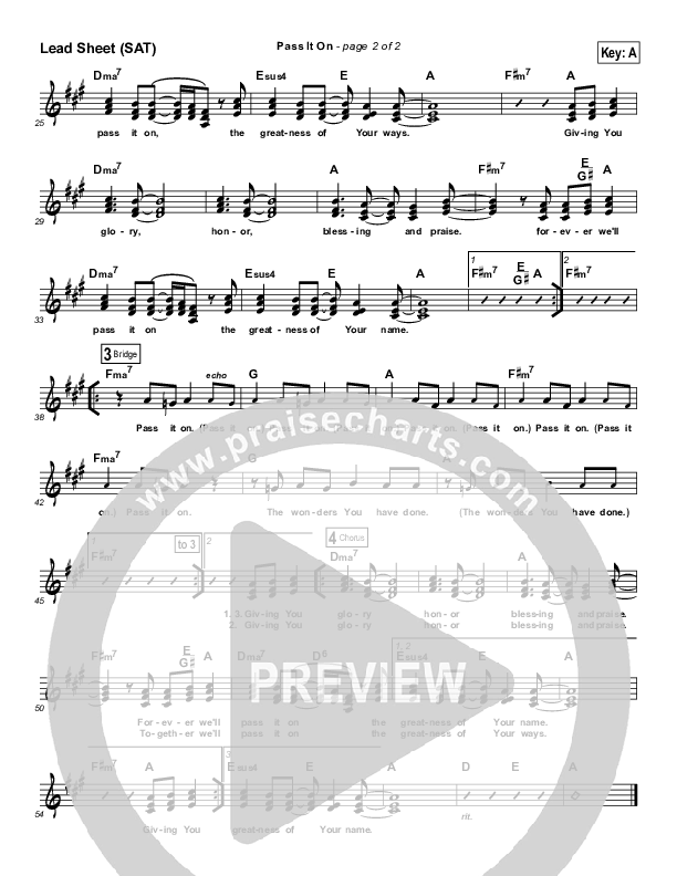 Pass It On Lead Sheet (The Rock Worship)