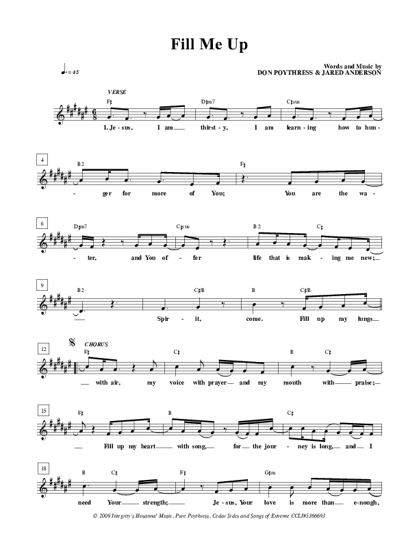 Fill Me Up Lead Sheet (Don Poythress)